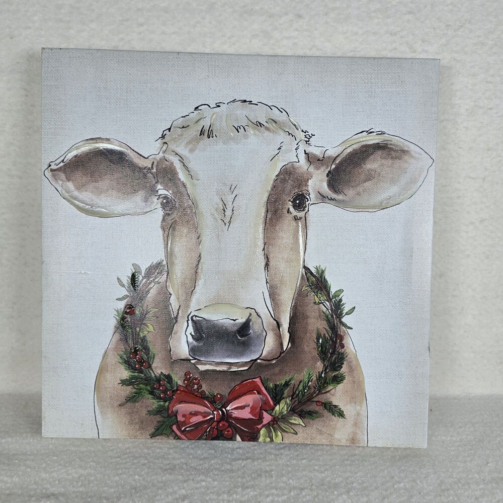 Hobby Lobby Rustic Farmhouse Canvas Art Set Cow Rooster 12x12 - Picture 4 of 7